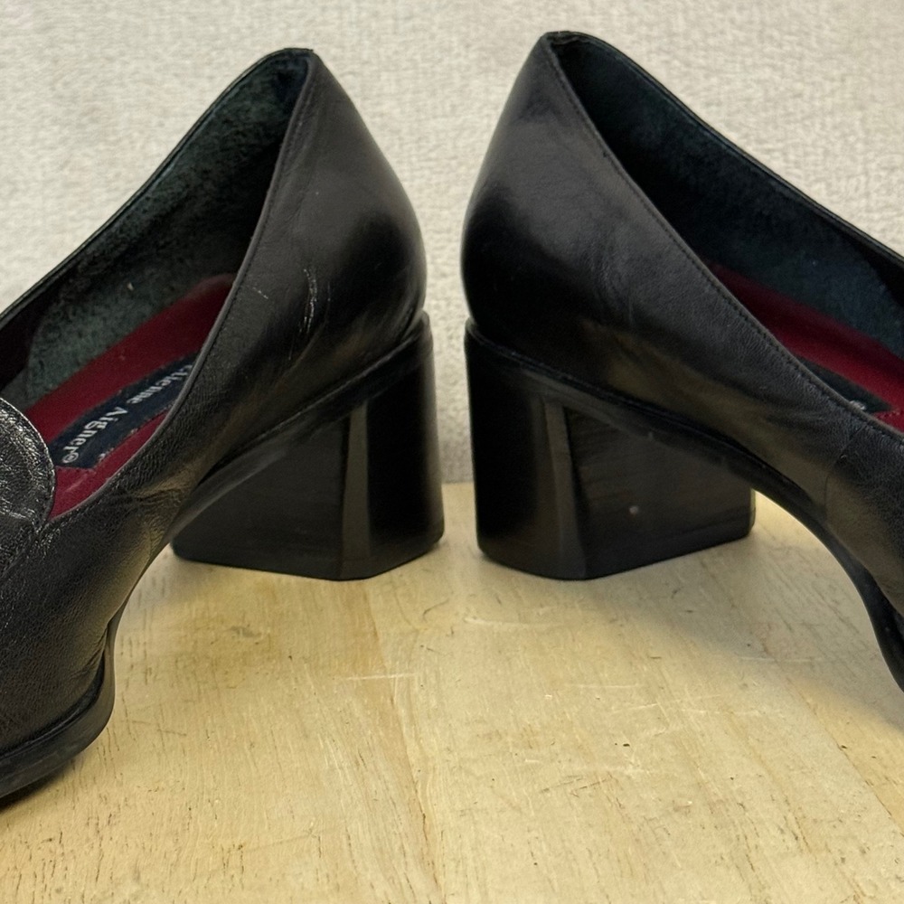 Etienne Aigner Status Black Leather Square Toe Block Heel Loafer Pumps Women 10M - Picture 11 of 16